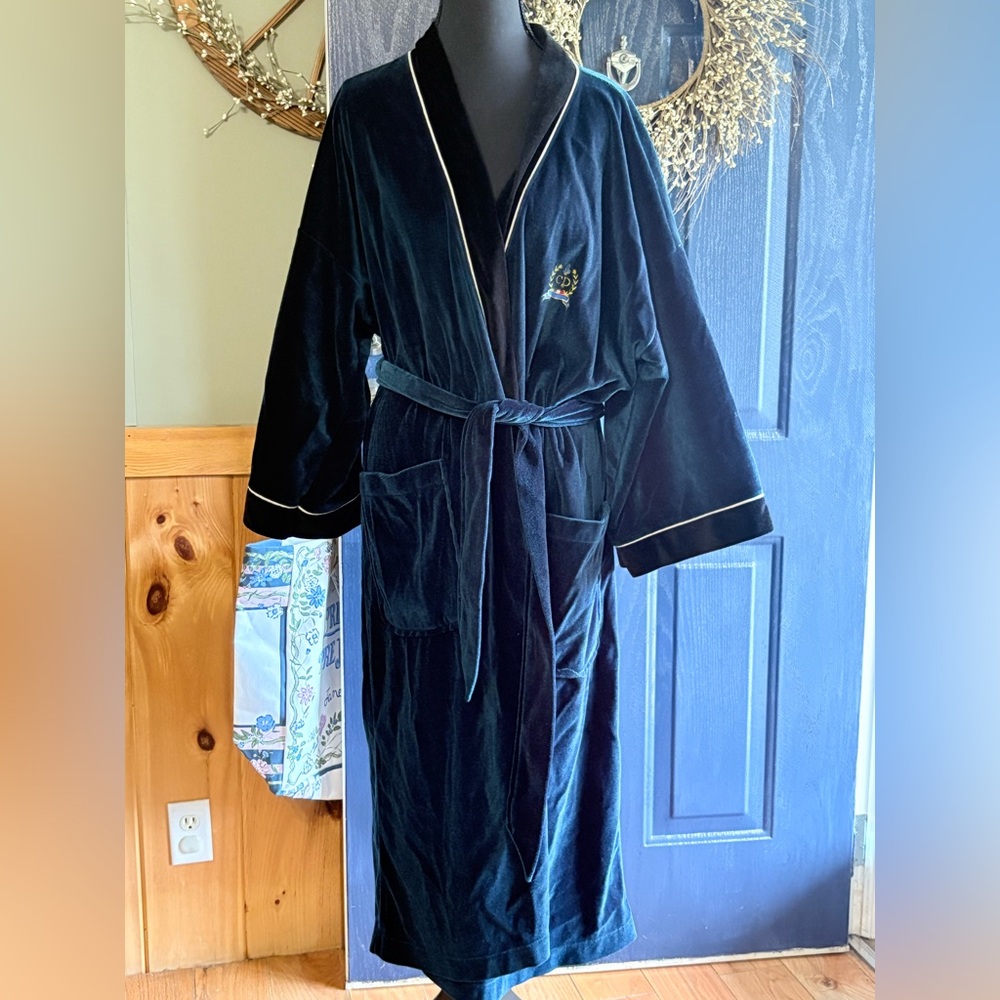 vintage Christian Dior Monsieur navy blue velvet robe unisex one-size